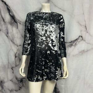 Elizabeth and James, dress black and silver sequence 3/4 sleeve